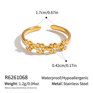Bague ouverte en zircon <span class=keywords><strong>souverain</strong></span> pour femme, couleur <span class=keywords><strong>or</strong></span>, avec cristaux, bijou brillant, cadeau pour elle, style empilable, ton <span class=keywords><strong>or</strong></span> fin - Product Image 6