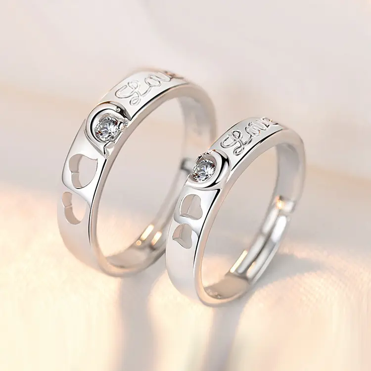 Nimai online ring store LOVE letter heart couple ring cute animal dolphin wedding engagement ring set