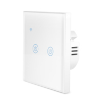 Interrupteur intelligent EU 1/2 voies compatible WIFI Google Home Alexa, panneau tactile en verre, contrôle tactile, interrupteur d'éclairage WIFI Tuya, interrupteur intelligent bidirectionnel