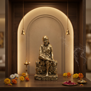 Handmade Traditional Brass Sai Baba <b>Statue</b> | Shirdi Sai Baba Idol for Home Temple Meditation Diwali & Spiritual Decor - Product Image 4