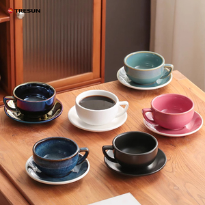 Ensemble de tasses à café en porcelaine Sawada personnalisées, tasses à café professionnelles en relief, grande ouverture, style américain, tasse à latte 320 ml - Product Image 2