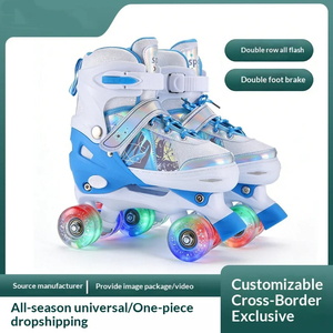 <span class=keywords><strong>Pattini</strong></span> <span class=keywords><strong>a</strong></span> <span class=keywords><strong>rotelle</strong></span> <span class=keywords><strong>per</strong></span> bambini <span class=keywords><strong>a</strong></span> doppia fila e quattro ruote con luci, doppio freno, in tessuto PU, <span class=keywords><strong>per</strong></span> principianti, protezione <span class=keywords><strong>per</strong></span> ragazze e ragazzi - Product Image 2