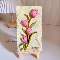 Peinture en relief 3D en plâtre, base blanche, faite à la main, décorative européenne, DIY, graffiti créatif, ornements tournesol