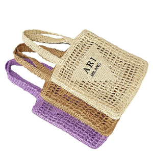 Custom Logo New Fashion Crochet Hollow Women <b>Straw</b> Shoulder <b>Bags</b> Handmade Paper Woven Large Summer Rattan Tote Mesh Beach <b>Bag</b> - Product Image 2