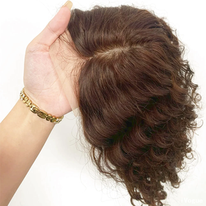 Extensiones de Cabello 8x8, Topper de Cabello Humano Remy para <span class=keywords><strong>Mujer</strong></span>, Ondulado, con Base de Seda, Trama Densa, Encaje Transparente y Cabello de Bebé - Product Image 5