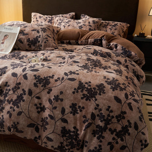 Maillard Digital Fleece Bedding Set 133x72 Polyester Plant <b>Pattern</b> Four-Piece Kit Autumn Warmth - Product Image 4