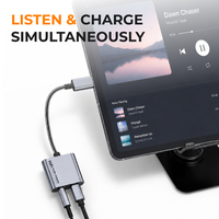 Adaptateur audio 2 en 1 Type C vers 3,5 mm, adaptateur casque USB C 32 bits/384 kHz, câble convertisseur avec charge rapide PD60W pour écouteurs