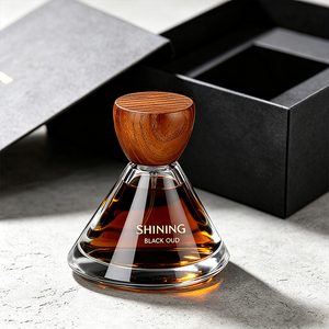 Flacon de parfum en verre vide de 50 ml avec bouchon en bois, vente en gros, logo personnalisé, boîte couleur, emballage de parfum de luxe OEM - Product Image 1