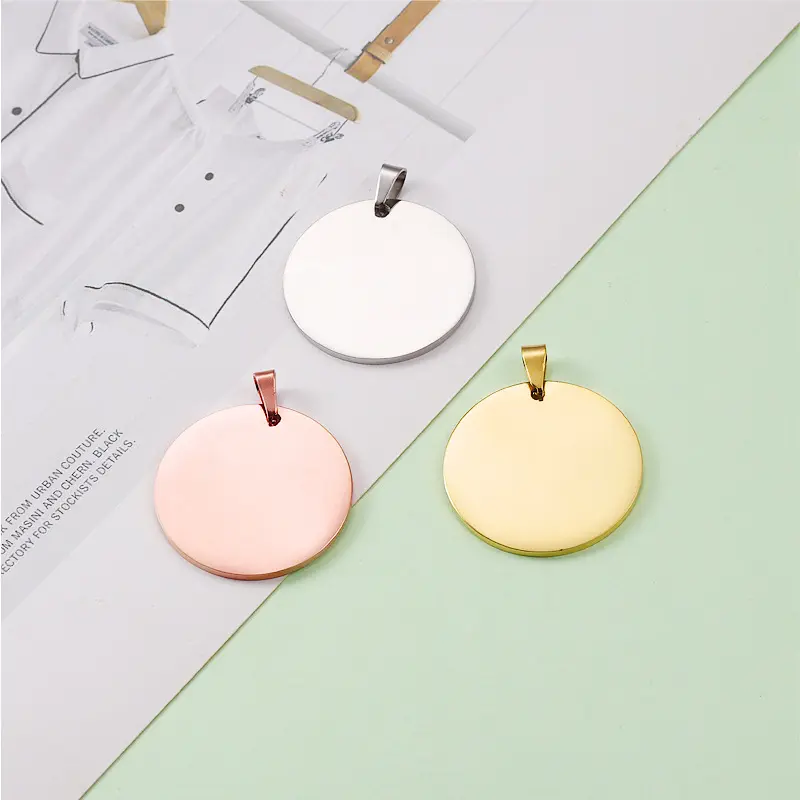 Customized Mirror Polished Various Size Stainless Steel Round Pendants Blank Engraving Charms For Jewelry Making