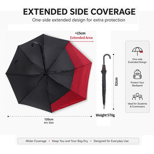 <b>Automatic</b> Open One-Side Extended Design <b>Umbrella</b> Straight Innovative Asymmetric Backpack <b>Umbrella</b> - Product Image 3