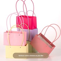 Tas Kertas Kraft Berwarna Tahan Air Macaron, Tas Bunga Lipat