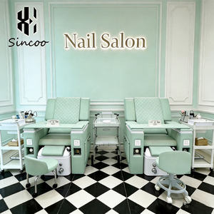 Luxury High End Green Nail Salon Spa Foot Pedicure Chairs Pipeless With 180 Degrees Adjustment Electric Pedicure <b>Massage</b> <b>Sofa</b> - Product Image 1