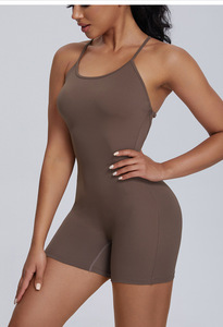 Wholesale Sexy Sports Fitness Yoga One Piece Scrunch Butt <strong>Shorts</strong> Outfit Quick <strong>Dry</strong> <strong>Super</strong> Soft Gym Workout Jumpsuit - Product Image 6