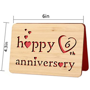 บัตรอวยพรไม้สไตล์นอร์ดิกไม้ไผ่งานครบ<span class=keywords><strong>รอบ</strong></span>วันแต่งงานงานไม้แกะสลักเป็นมิตรต่อสิ่งแวดล้อม - Product Image 1