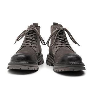 Botas de Trabajo para Hombre, de Cuero Genuino, con Cordones, Impermeables, con Suela Gruesa, Estilo Retro Británico, para Invierno, con Aumento de Altura, Color Amarillo - Product Image 4