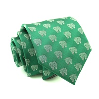 Cravate homme personnalisée faite main Shengzhou en polyester tissé côtelé beige Prasinous, motif mouton et chèvre, coupe slim