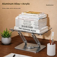 Support de bureau pliable et réglable en alliage d'aluminium et acrylique, rotation à 360°, pour tablette, ordinateur portable et livre, idéal pour les étudiants et le bureau