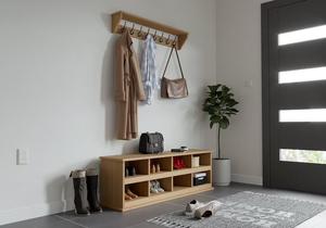 JUNJI Rustic Wooden Coat Rack with <strong>Corner</strong> Metal Wall Mounted Shelves for Living Room Home Decoration <strong>Storage</strong> <strong>Units</strong> - Product Image 6