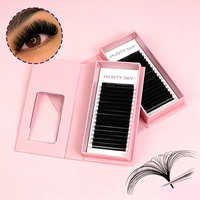 Prix d'usine Extensions de cils en cachemire soyeux, noir mat, en plateau individuel, courbure J B, volume