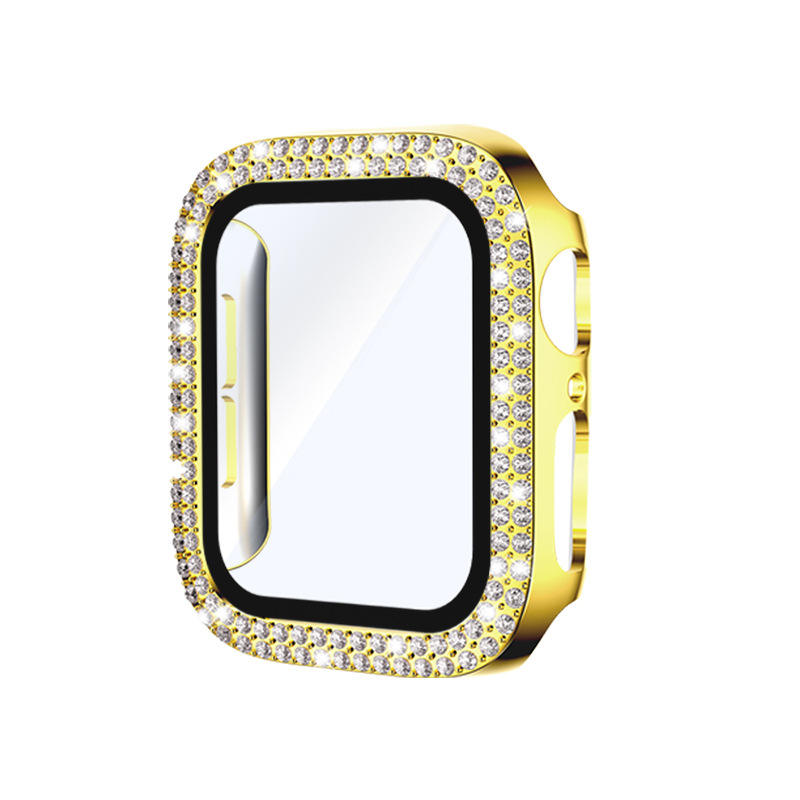 Gold double-row diamond integrated case