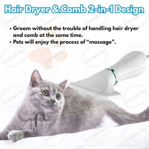 米国プラグ 2-in-1 ペット用ヘアドライヤー＆コーム 2段階温度調節 110V 電動犬用グルーミングスリッカーブラシ（ブロードライヤー付き） - Product Image 3