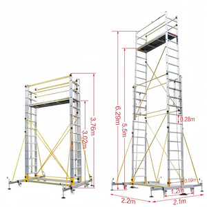 Échelle escabeau professionnelle multifonction en aluminium, pliable, industrielle, extensible, roulante, élévateur industriel - Product Image 4