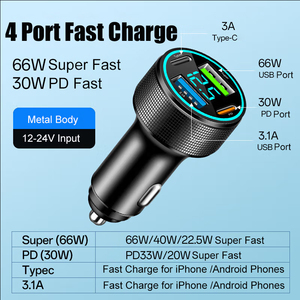 Cargador de coche USB C multipuerto con pantalla de voltaje, cuerpo de Metal, adaptador de carga súper rápida, productos de tendencia, novedades de 2024 - Product Image 3