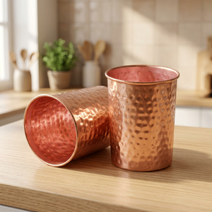 Verre à eau en cuivre pur de qualité supérieure, design luxueux, gobelet en métal fait main, vaisselle traditionnelle, tasse élégante pour boissons - Product Image 6