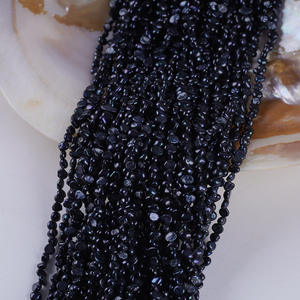 Direct Factory Sale New 3-4mm <b>Black</b> Two Sided Light Side Hole Freshwater Pearl Button <b>String</b> Natural Semi-Finished Product - Product Image 3