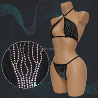 S681 Nouvelle Arrivée Crystal AB Deux Pièces Pole Dance Outfit Sexy Strap Performance Wear