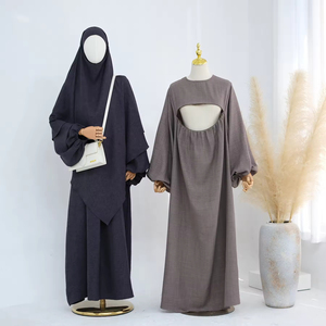 Sharut pakaian muslimah elegan baru untuk wanita Dubai Abaya ibu menyusui doa Khimar Set lurus dua potong - Product Image 1