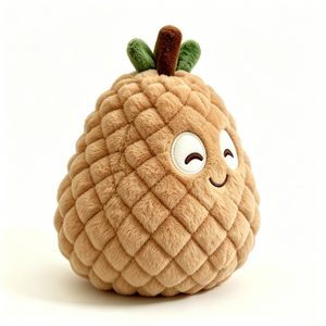 Cuerpo de piña personalizado, suave, aterciopelado, de color marrón claro neutro, con forma de piña ovalada y redondeada. - Product Image 1