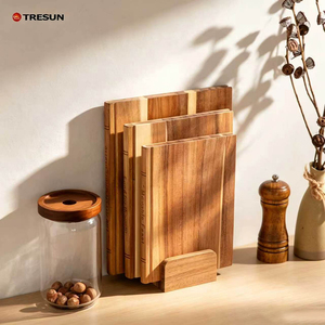 Juego de 3 tablas de cortar de madera de acacia con soporte, en forma de biblioteca. - Product Image 3