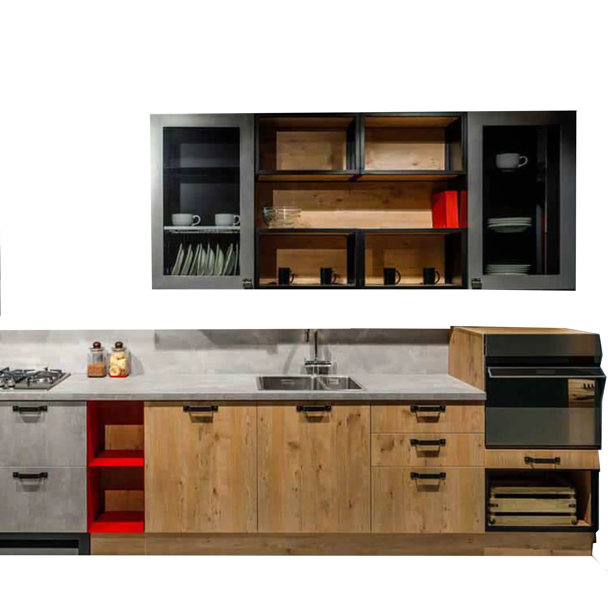 Modern Europe Home Style HDF Solid Wood Kitchen Cabinets Mutilcolors Factory Design Housing Furniture Cupboard Kitchen Cabinets