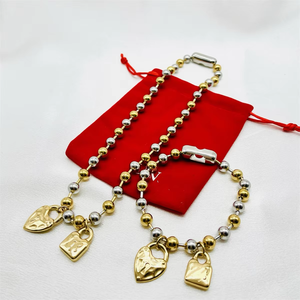 Collier et bracelet AB Ask for <span class=keywords><strong>U</strong></span> Catalog, perles <span class=keywords><strong>O</strong></span>, bijoux fantaisie, marques <span class=keywords><strong>de</strong></span> bijoux, collier, bijoux, cadenas, amour, clé, cœur - Product Image 3