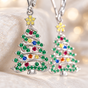 Boucles d'oreilles pendantes en forme d'arbre de Noël pour femmes, design étoile et arbre, accessoires d'oreille sur le thème des fêtes - Product Image 3