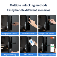 Cerradura Inteligente para Puerta de Aleación con Huella Dactilar, Control por Aplicación, RFID y Almacenamiento en la Nube para Uso Doméstico en Puertas de Madera, Acero y Acero Inoxidable