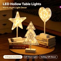 Lampe de table en cuivre LED créative haut de gamme en forme de cœur et d'étoiles pour Noël, idéale pour la décoration de la maison, de la chambre et comme accessoire photo