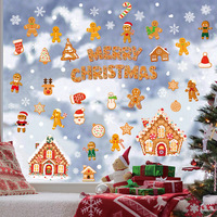Autocollants de Noël pour fenêtre de maison en forme de maison de pain d'épices, en PVC résistant aux UV, imperméables, avec flocons de neige et figurines de bonhomme, décorations de Noël pour la maison, le réfrigérateur et les portes