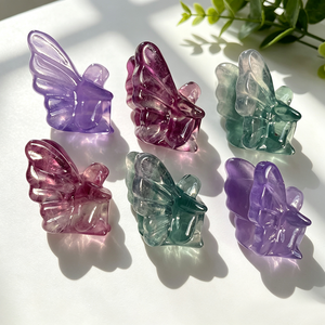 Vente en gros de sculptures de papillons féériques en fluorite naturelle de 2-3 cm, styles variés, mini sculptures d'animaux en pierres précieuses (chat, <span class=keywords><strong>chien</strong></span>, lapin) pour cadeau - Product Image 3