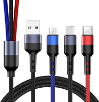 Câble de charge rapide USB 3 en 1, tressé en nylon, pour appareils de type C/Micro USB/USB-A