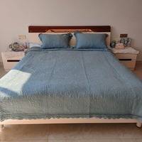Parure de lit trois pièces en pur coton matelassée et brodée, style coréen, avec couvre-lit et jupe de lit
