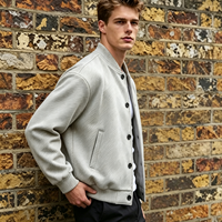 Blousons Bomber Amples pour Hommes Automne – Boutonnés, Couleur Unie, Décontractés, Chauds, Coupe-Vent, Respirants, Tendance Haut de Gamme en Polyester/Coton