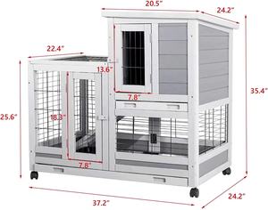 Cage de <span class=keywords><strong>Chinchilla</strong></span> en <span class=keywords><strong>bois</strong></span>, huche de lapin améliorée, Cage de lapin intérieure, huche de lapin avec <span class=keywords><strong>maison</strong></span> de lapin extérieure - Product Image 4