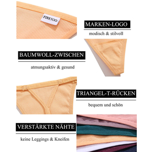 Damen Baumwoll-Tanga mit niedrigem Bund, dünn, hoch geschnitten, sexy G-String, T-Back Unterwäsche mit verstellbarem Bund und Schriftzug, Dessous - Product Image 4