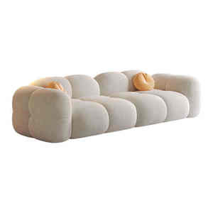 Canapé pouf moderne et simple en velours crème, design dernier cri, pour petit salon familial, puf paresseux, canapé bébé - Product Image 6