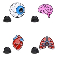 Groothandel Metal Cartoon Pins Schattige Anatomische Hart Emaille Pins Medische Anatomie Broche Hart Neurologie Pins voor Arts en Verpleegkundige