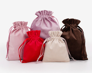 Sacs en velours à cordon, sacs cadeaux, emballages, pochettes à bijoux en daim, logo personnalisé imprimé, vente en gros - Product Image 4