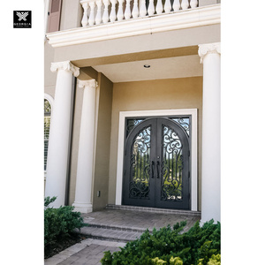 Portes doubles en fer forgé Ormate pour maisons, <span class=keywords><strong>porte</strong></span> d'entrée pivotante avec fenêtre en verre ouvrable, <span class=keywords><strong>porte</strong></span> extérieure pour la maison - Product Image 5