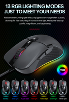 Souris de jeu professionnelle T-Wolf G590 à 13 modes de rétroéclairage, 7200 DPI, filaire USB, avec 7 boutons de commande pour les joueurs